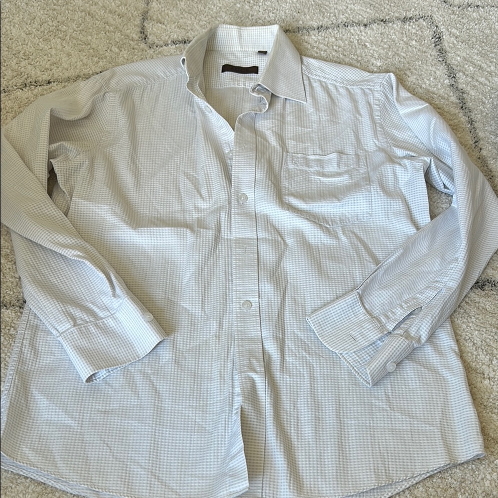 White Button Down Shirt with Textured Fabric